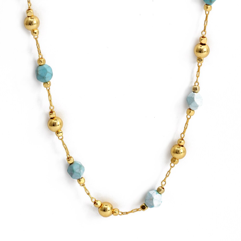 Gold Turquoise Stone Necklace