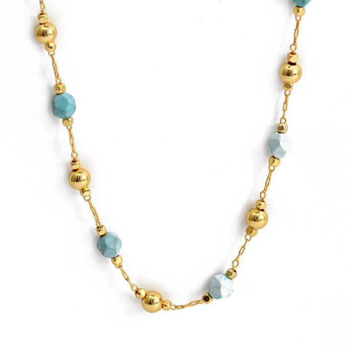 Gold Turquoise Stone Necklace