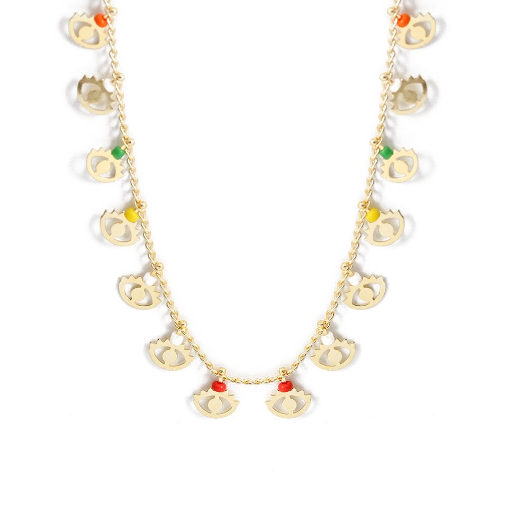 Gold Amulet Greek Evil Eye Necklace