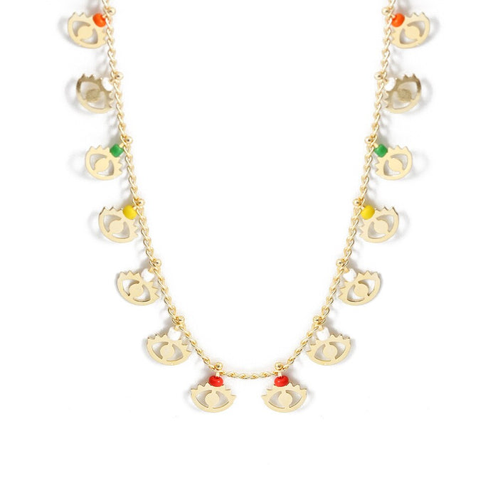Gold Amulet Greek Evil Eye Necklace
