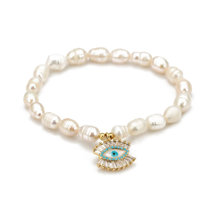 Eye of Fatima Beaded Stretch Bracelet