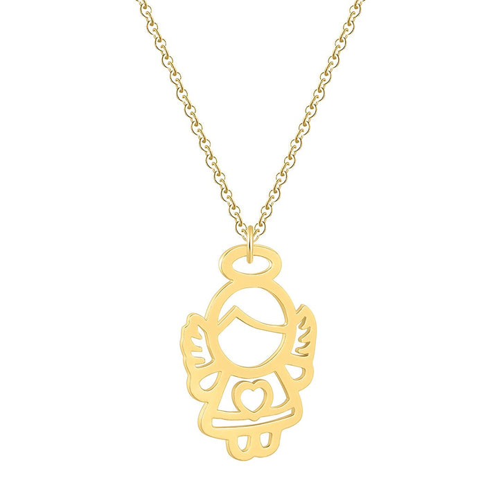 Gold Cherub Pendant Necklace