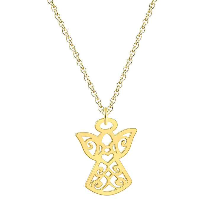 Gold Feminine Angel Pendant Necklace