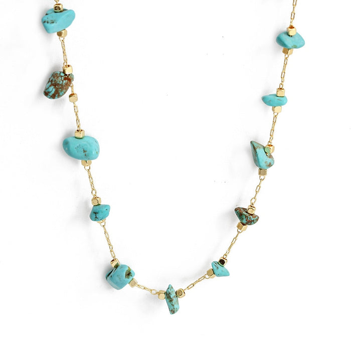 Gold Turquoise Natural Stone Necklace