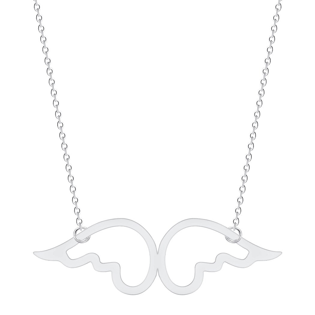 Silver Cherub Wings Pendant Necklace