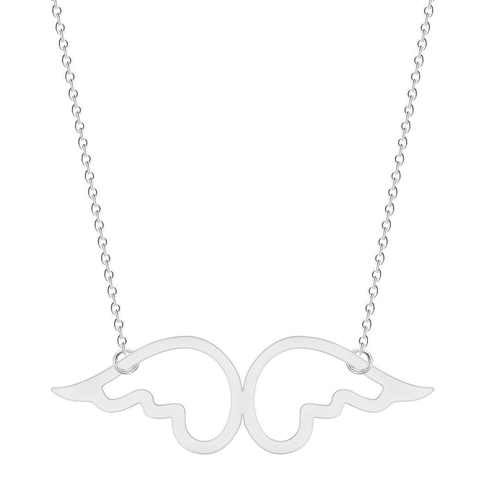 Silver Cherub Wings Pendant Necklace