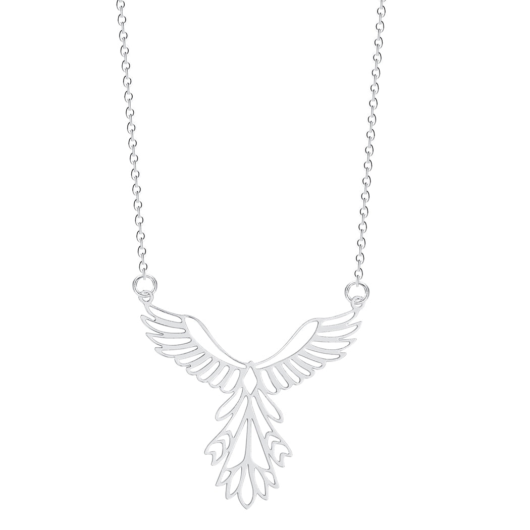 Silver Divine Angel Wings Pendant Necklace