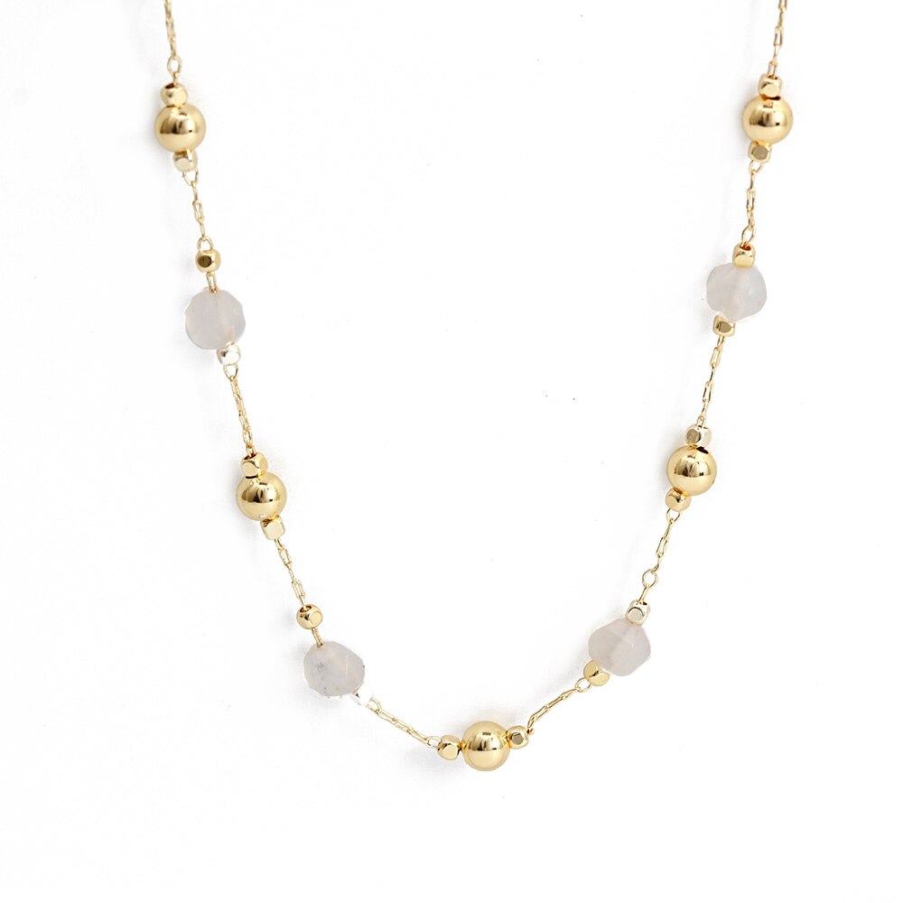 Gold Rock Crystal Natural Stone Necklace
