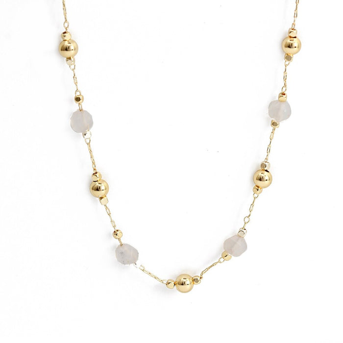 Gold Rock Crystal Natural Stone Necklace