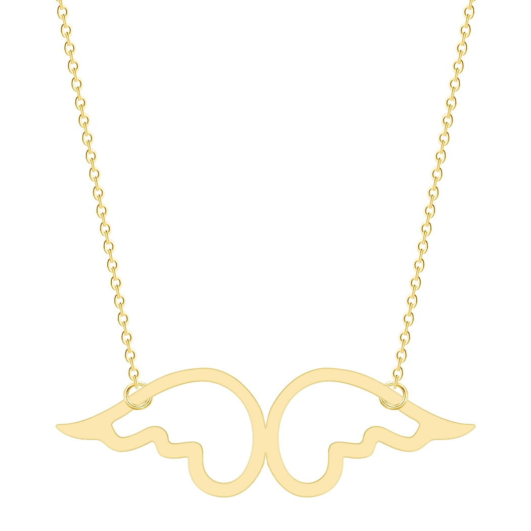 Gold Cherub Wings Pendant Necklace