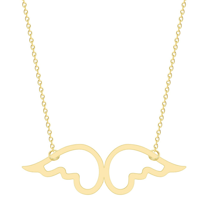 Gold Cherub Wings Pendant Necklace