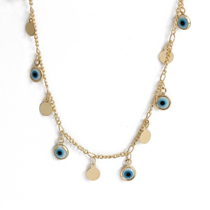 Gold Amulet Nazar Boncuk Necklace