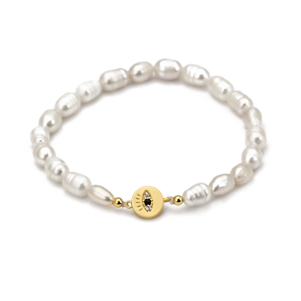 Eye of Fatima Medal Beaded Bracelet