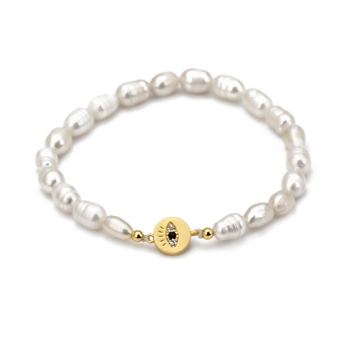 Eye of Fatima Medal Beaded Bracelet
