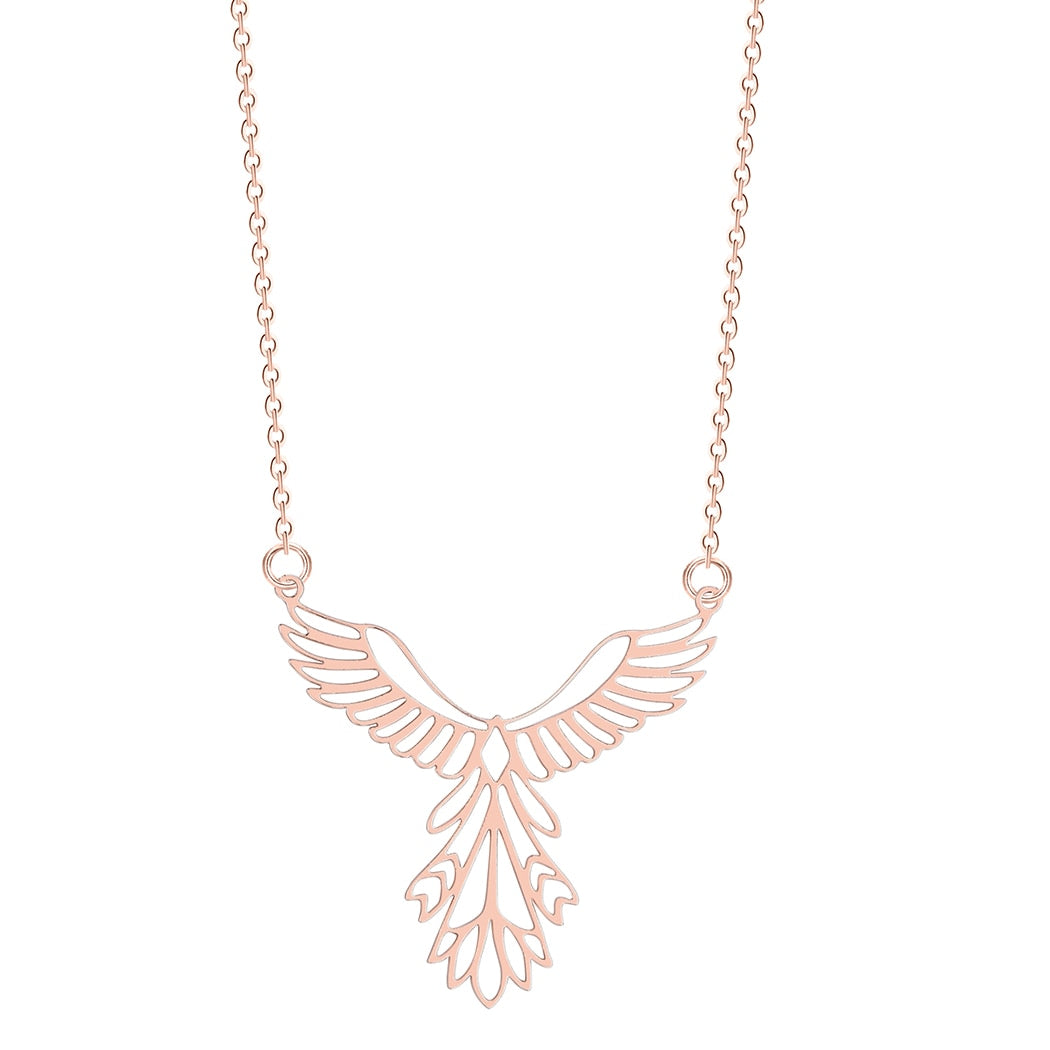 Rose Gold Divine Angel Wings Pendant Necklace