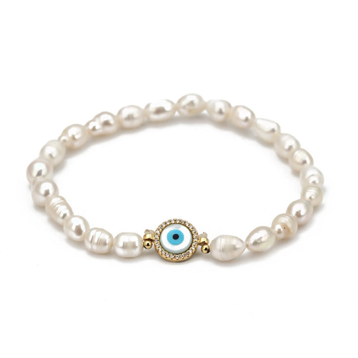 Blue Evil Eye Beaded Stretch Bracelet