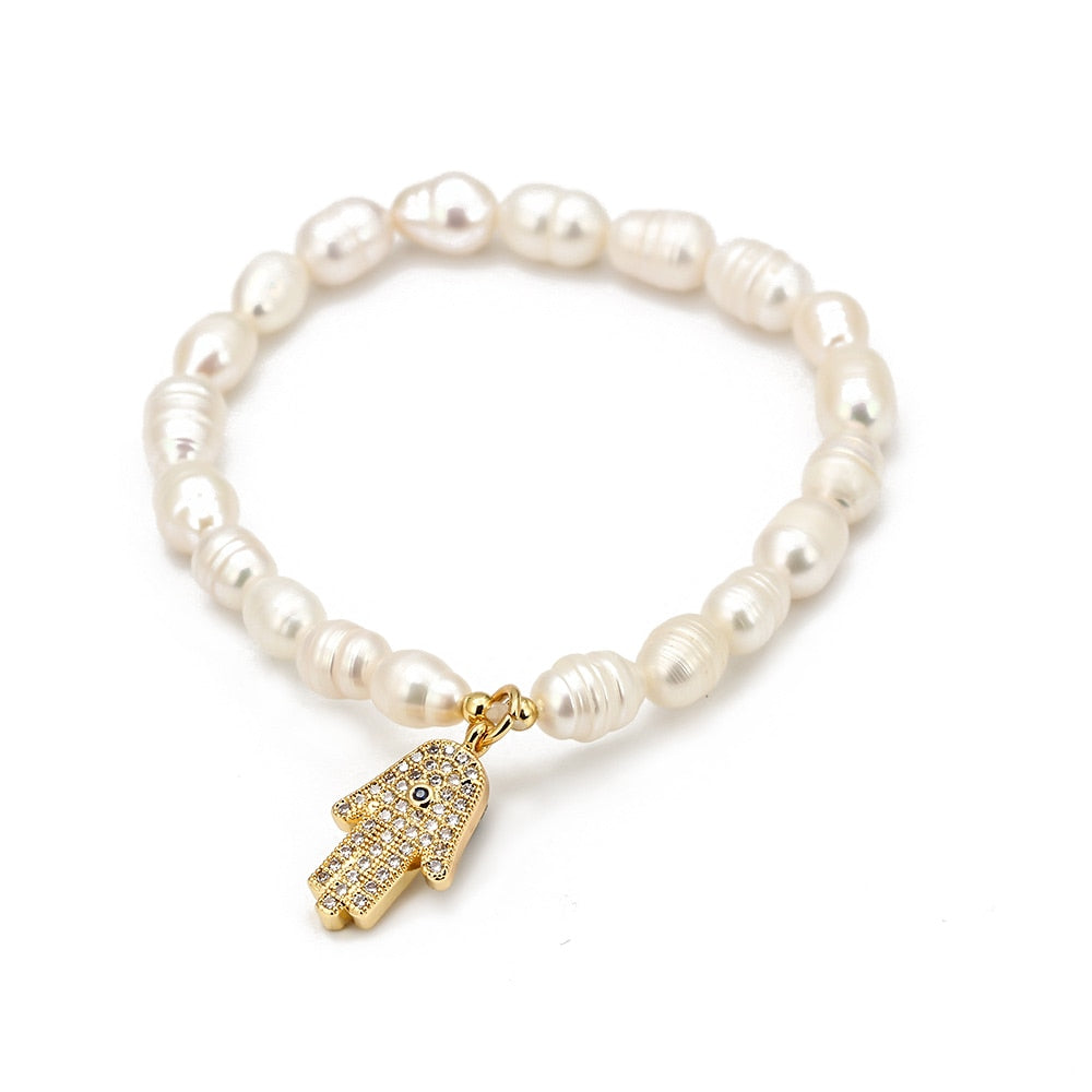 Hand of Fatima Beaded Stretch Bracelet