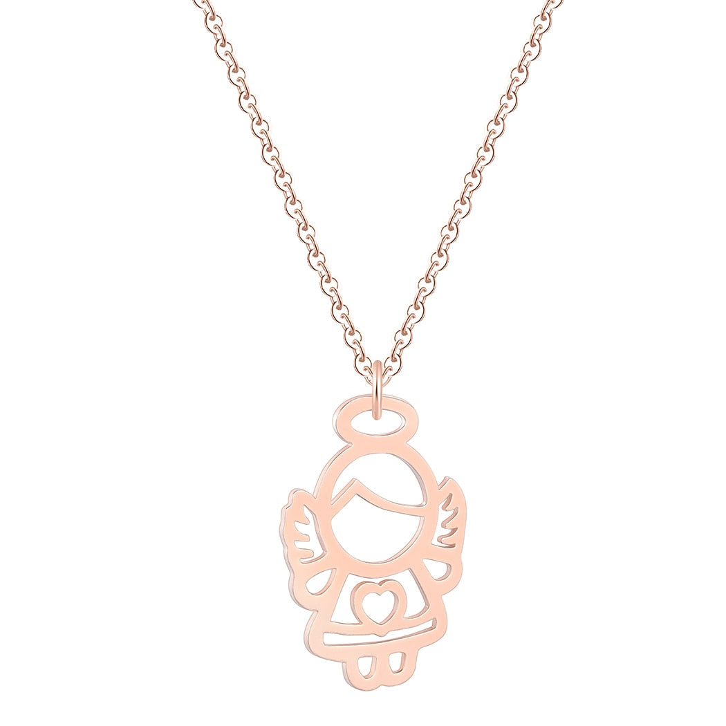 Rose Gold Cherub Pendant Necklace