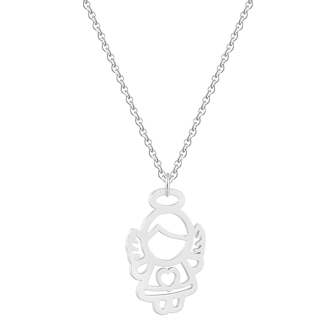 Silver Cherub Pendant Necklace