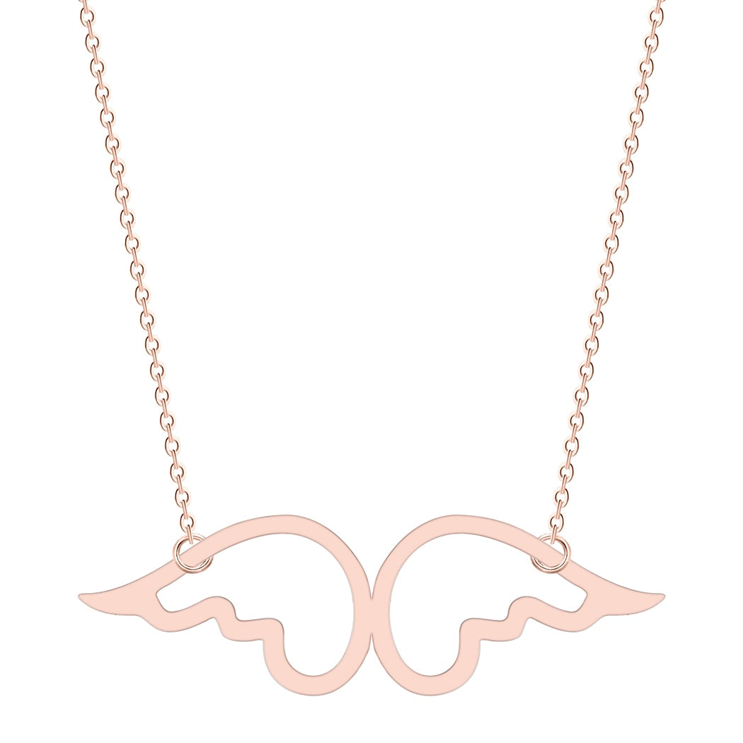 Rose Gold Cherub Wings Pendant Necklace