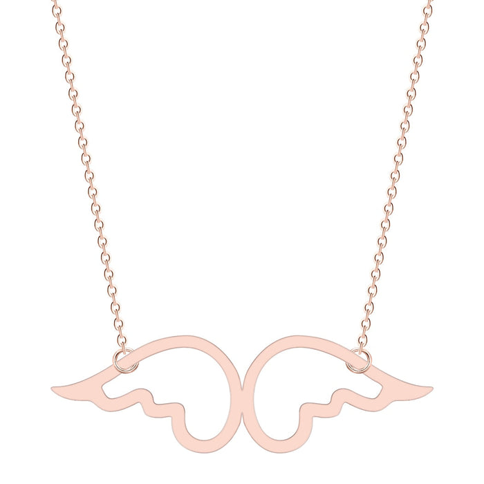 Rose Gold Cherub Wings Pendant Necklace