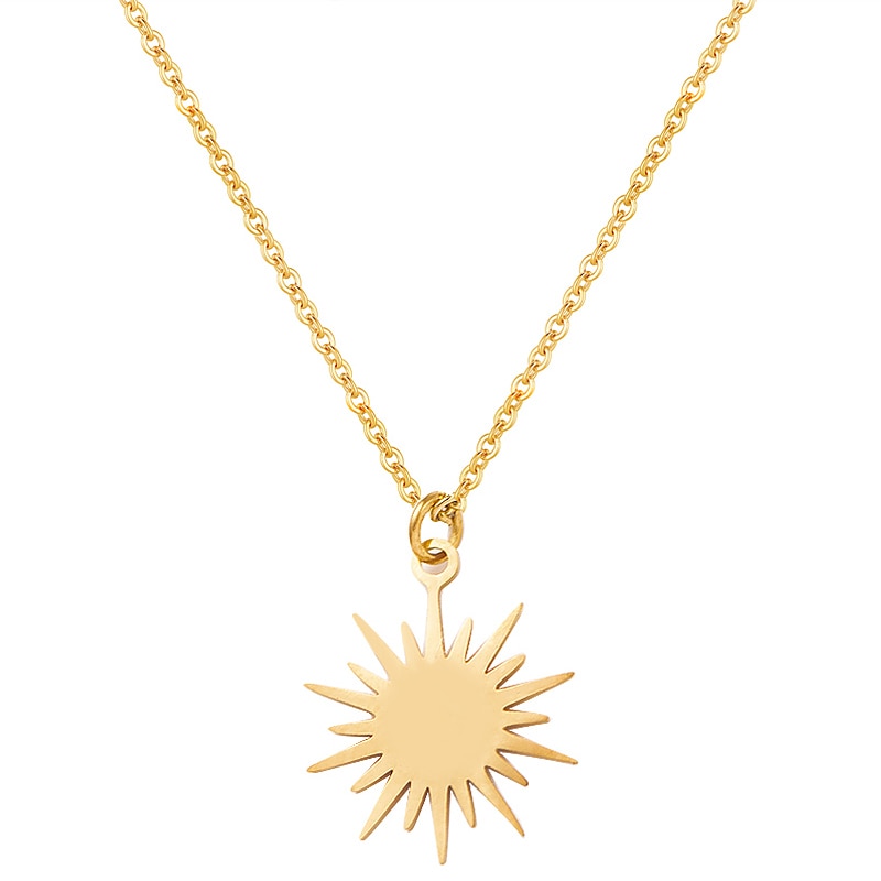 Gold Sun Pendant Necklace – Stainless Steel