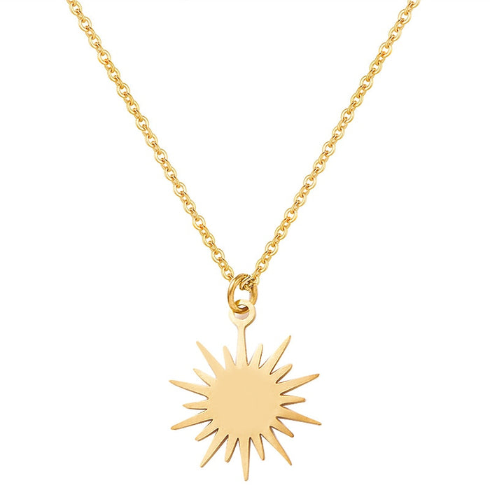 Gold Sun Pendant Necklace – Stainless Steel