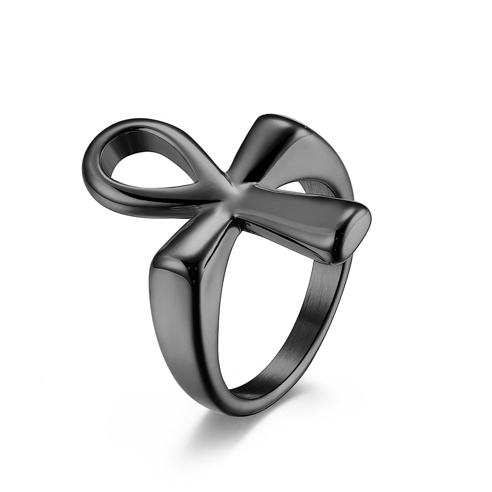 Black Ankh Cross of Life Ring