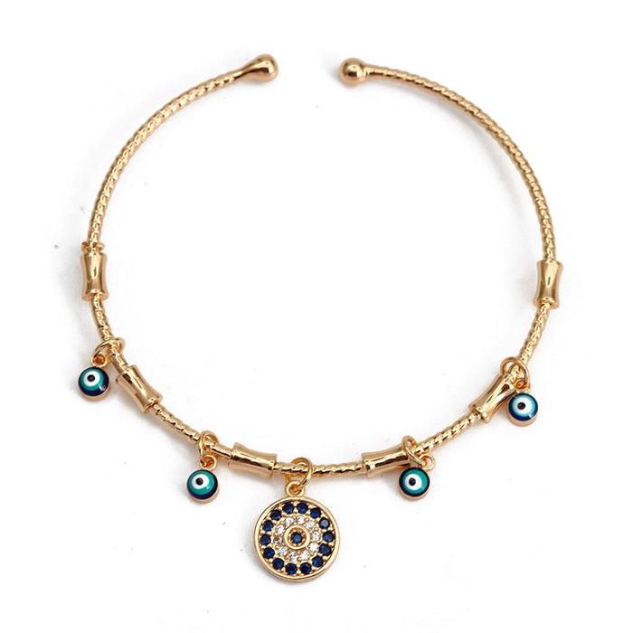 Gold Turkish Evil Eye Bangle Bracelet II