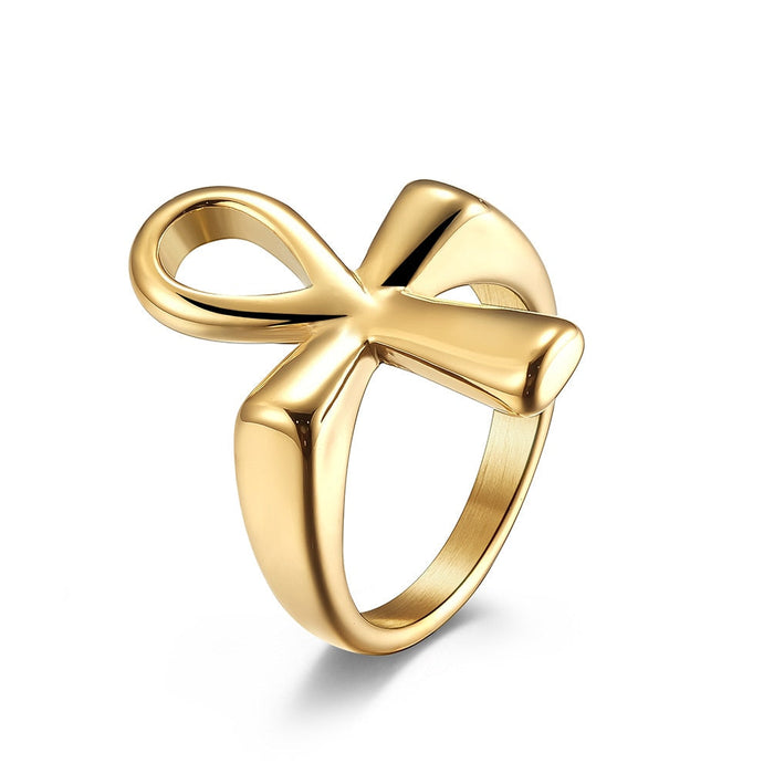 Gold Ankh Cross of Life Ring