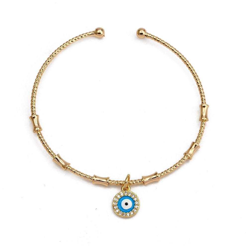 Gold Turquoise Evil Eye Bangle Bracelet