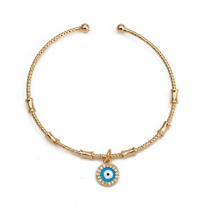 Gold Turquoise Evil Eye Bangle Bracelet