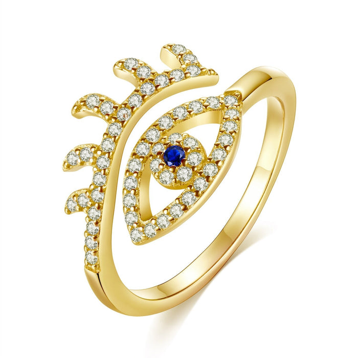 Gold Crystal Eye of Fatima Ring
