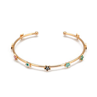Gold Star Greek Evil Eye Bangle Bracelet