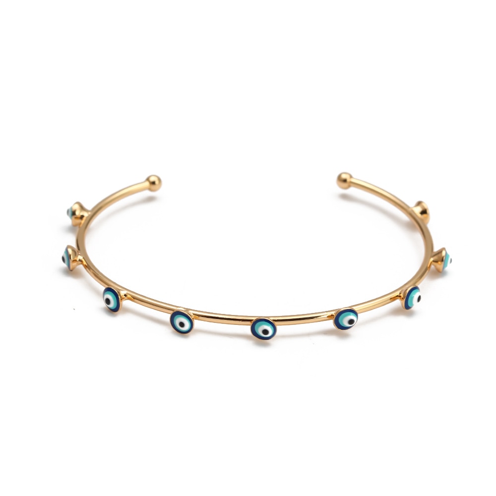 Gold Turkish Evil Eye Bangle Bracelet