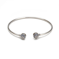 Silver Crystal Greek Evil Eye Bangle Bracelet