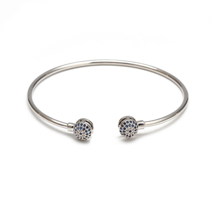 Silver Crystal Greek Evil Eye Bangle Bracelet