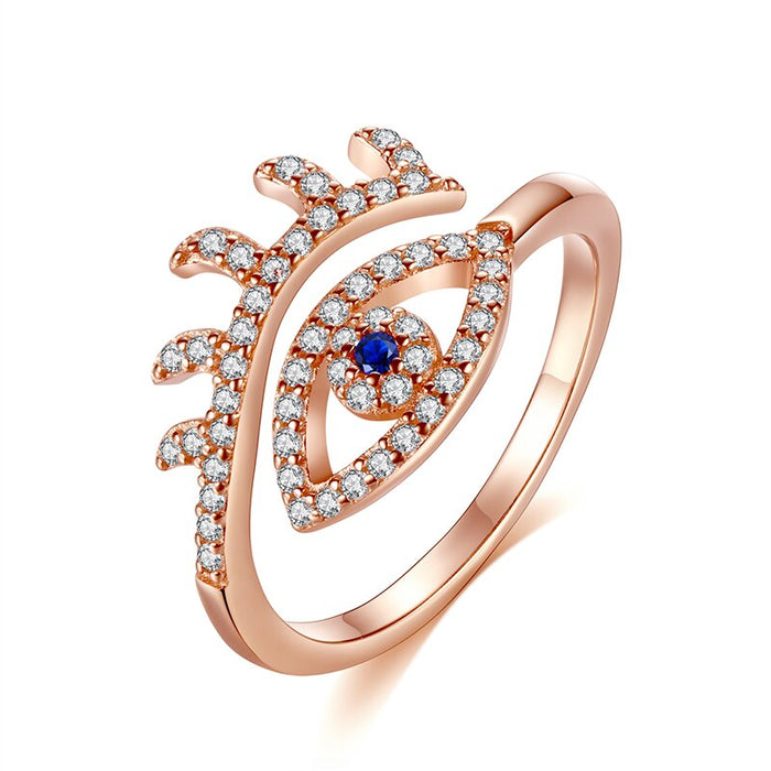 Rose Gold Crystal Eye of Fatima Ring