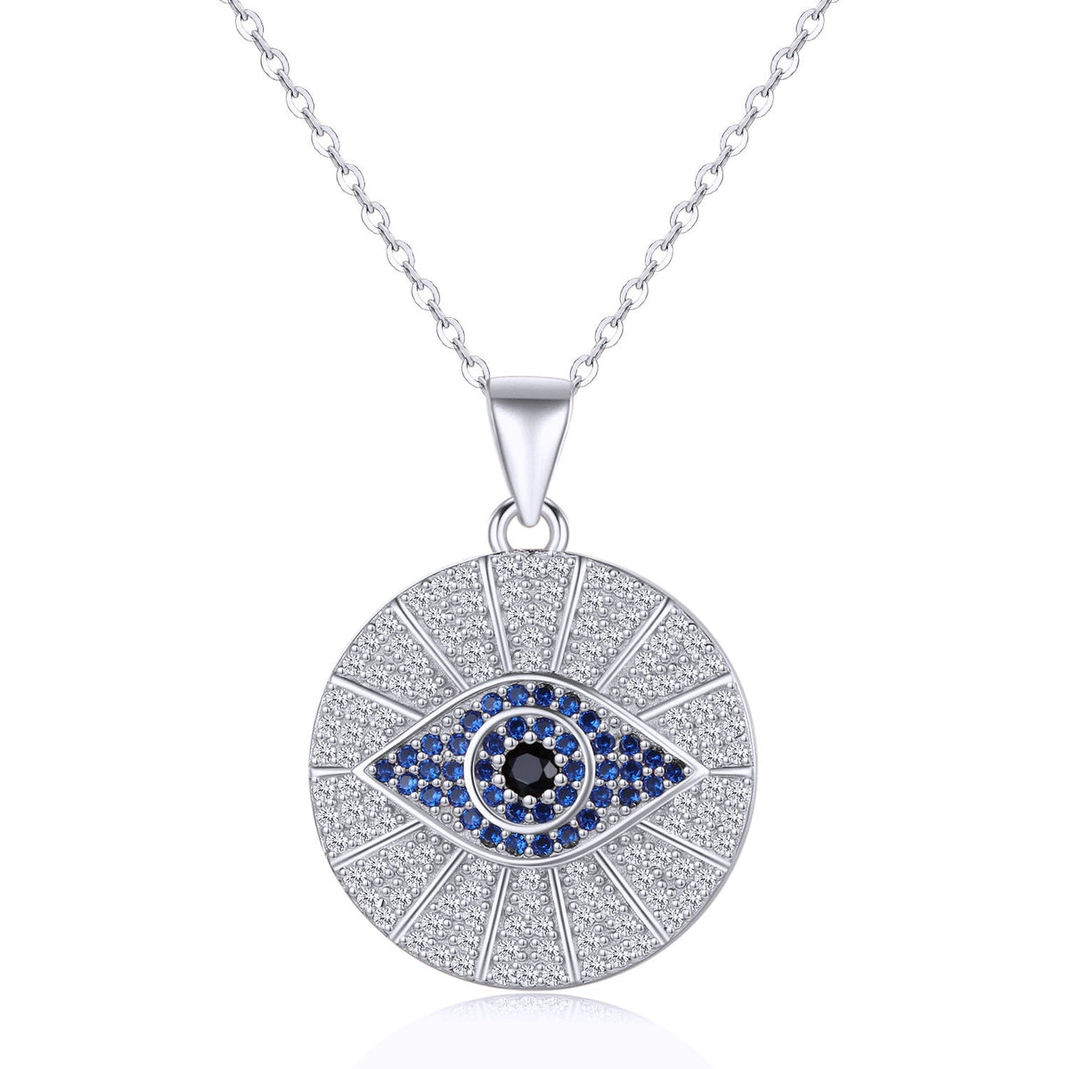 Silver Protective Eye of Fatima Pendant Necklace