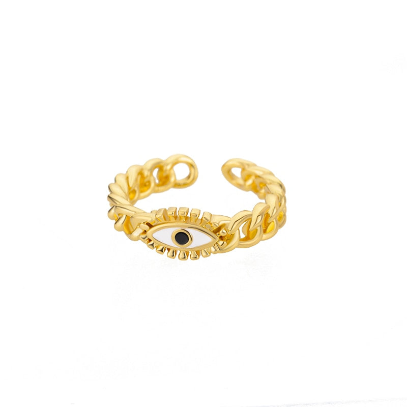 Gold Chain Eye of Fatima Ring