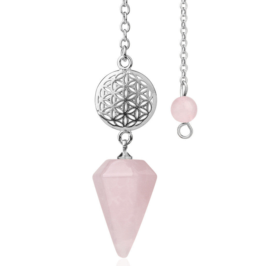Flower of Life Pink Quartz Divination Pendulum