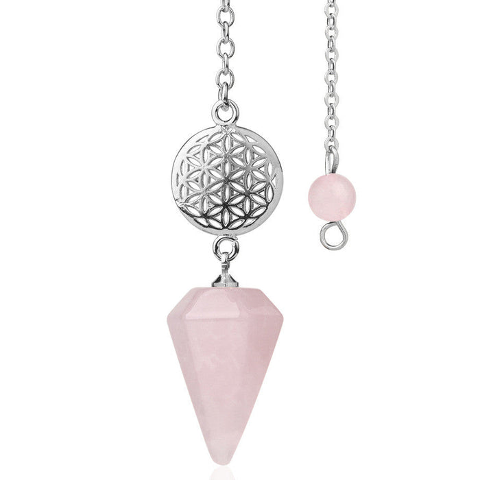 Flower of Life Pink Quartz Divination Pendulum