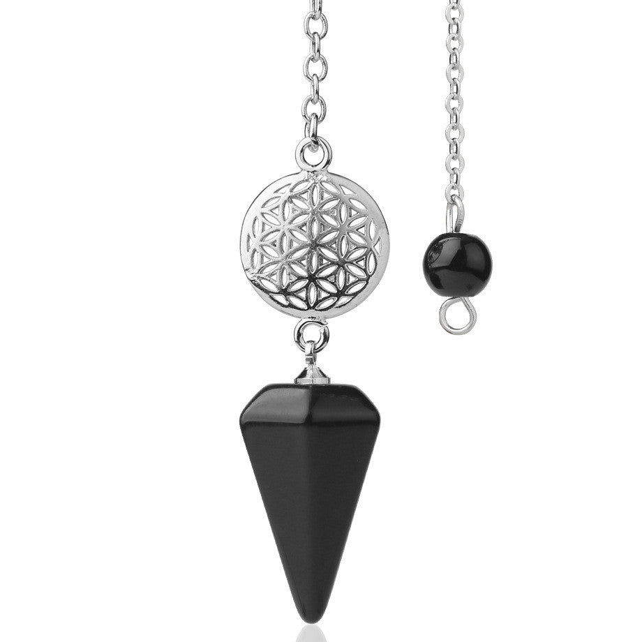 Flower of Life Obsidian Divination Pendulum