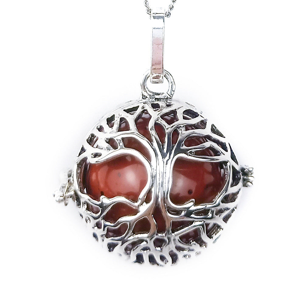 Red Jasper Bead Tree of Life Pendant Necklace