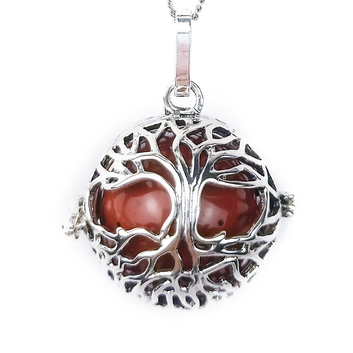 Red Jasper Bead Tree of Life Pendant Necklace