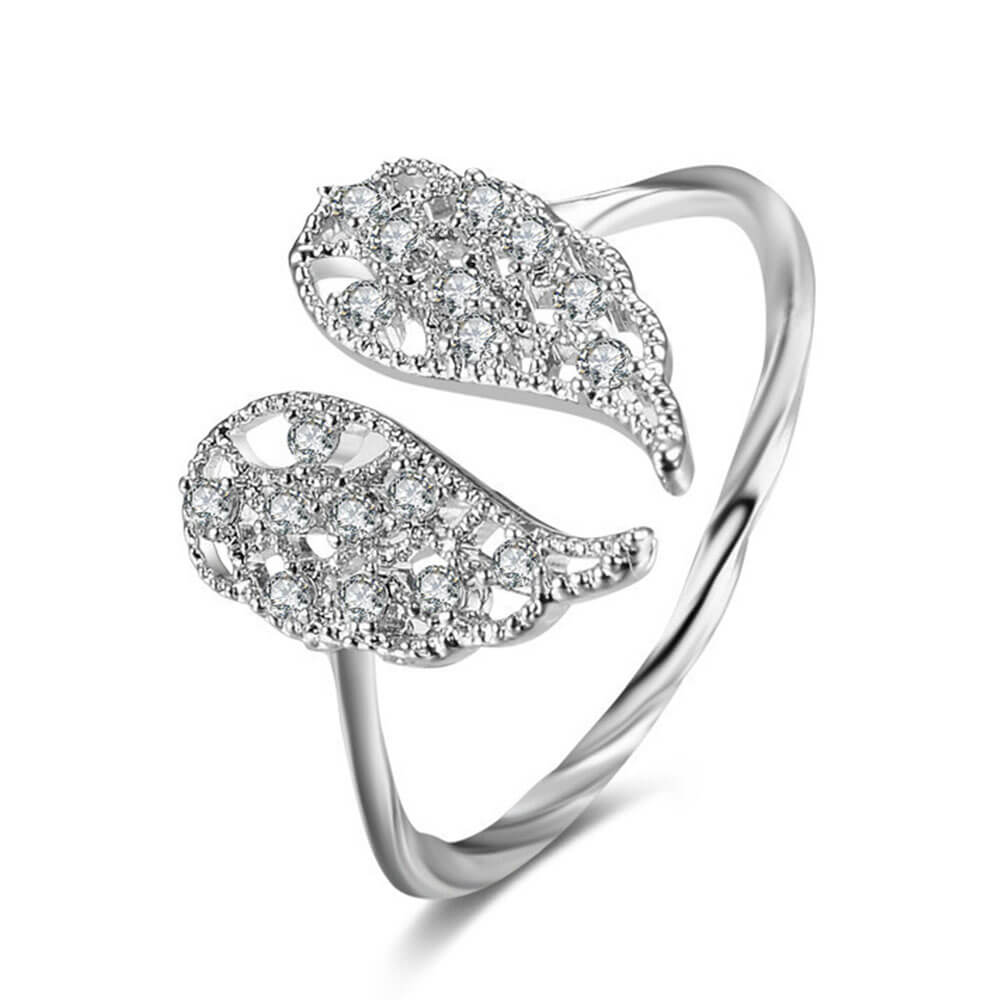 Silver Guardian Angel Wings Ring
