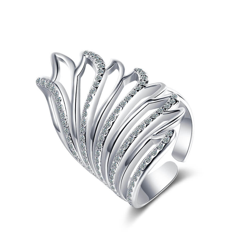 Silver Celestial Angel Wing Ring