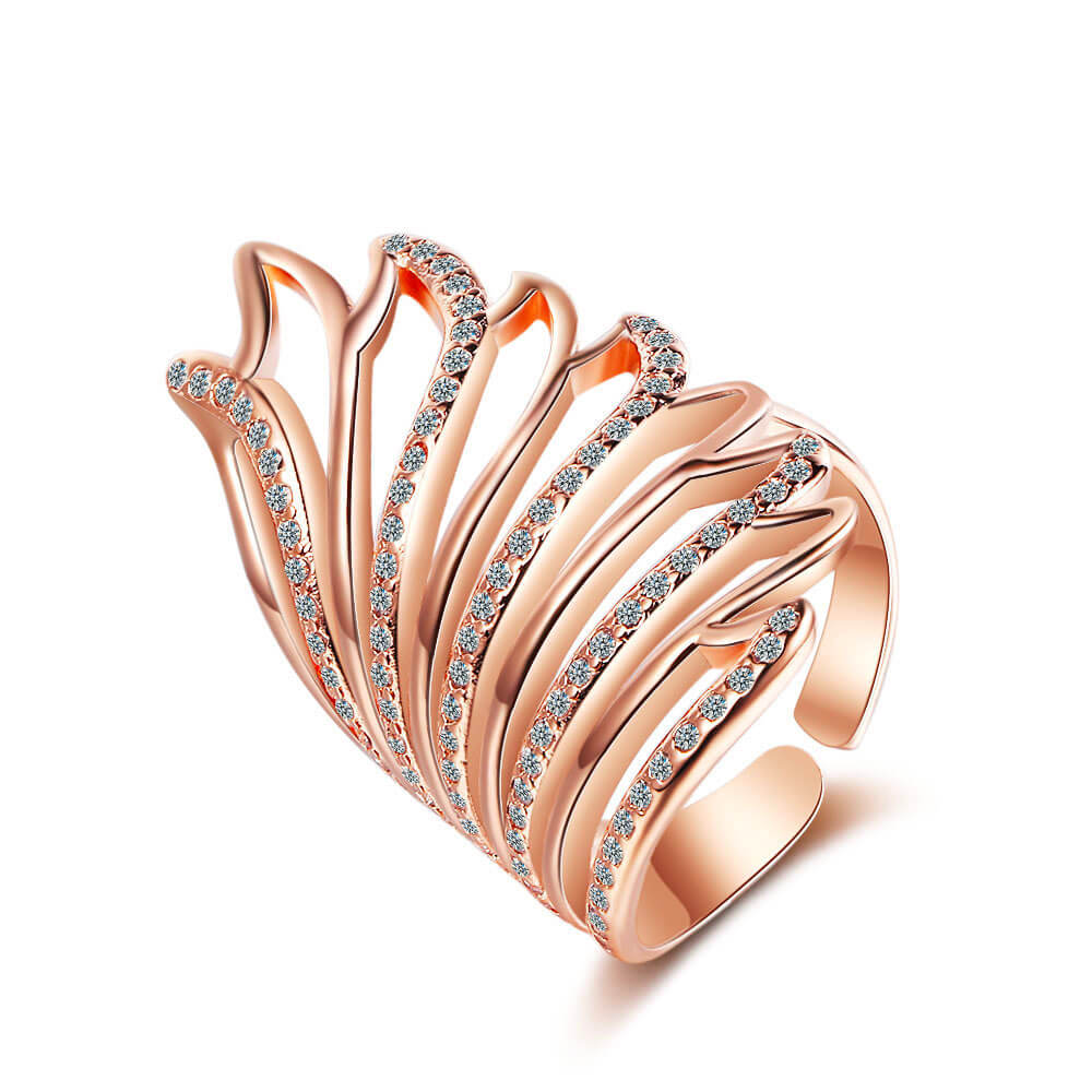 Rose Gold Celestial Angel Wing Ring