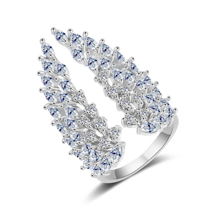 Silver Crystal Angel Wings Ring