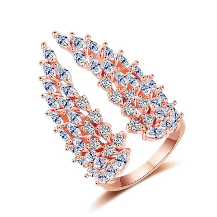 Rose Gold Crystal Angel Wings Ring